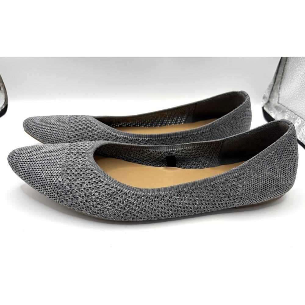 Banana Republic Knit Flats Womens 7.5 Gray Pointed Toe Slip On Shoes Comfy Work - Picture 4 of 6